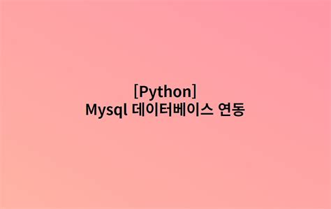 Python Mysql 데이터베이스db 연동하기 주의사항