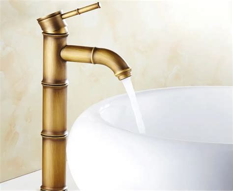Fancy Basin Faucet Tap Mixer Hot And Cold Bamboo Spout Inch Height Brown Antique Colour At Rs