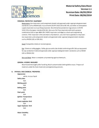 MSDS Cosmesome Res NE Not Containing Ethanol PDF