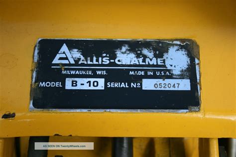Allis Chalmers B 10 Tractor With Snow Plow Attachment