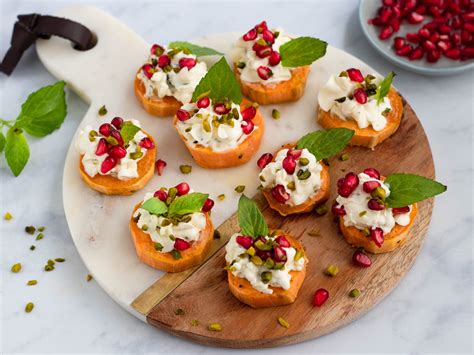 Sweet Potato Canap S With Goat Cheese Dip Recipe Eat Smarter Usa