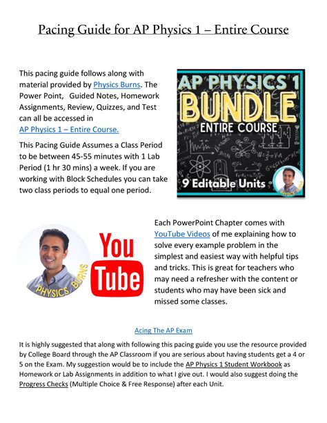 APPhysics 1Pacing Guide 1 Pacing Guide For AP Physics 1 Entire