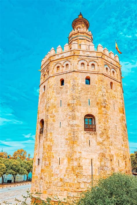 Tower of Gold Torre Del Oro is a Military Watchtower on Paseo Stock ...