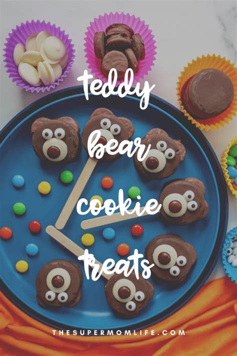 Teddy Bear Cookie Treats On A Plate With The Words Teddy Bear Cookie