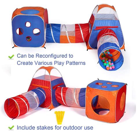 Utex 4 In 1 Pop Up Kids Play Tent Tunnel Ball Pit Playhouse With 2