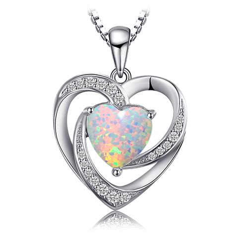 2 54ct Created Opal Pendant Necklace Sterling Silver Box Chain Jewelry