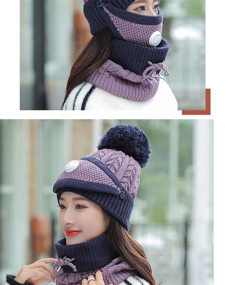 Conjunto De 3 Piezas De Gorros De Punto Para Mujer Gorro Con Bufanda