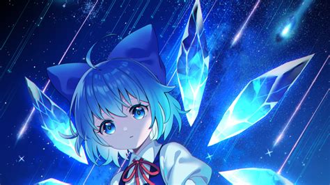 Blue Hair Cirno Anime Girl HD Touhou Wallpapers | HD Wallpapers | ID #113965