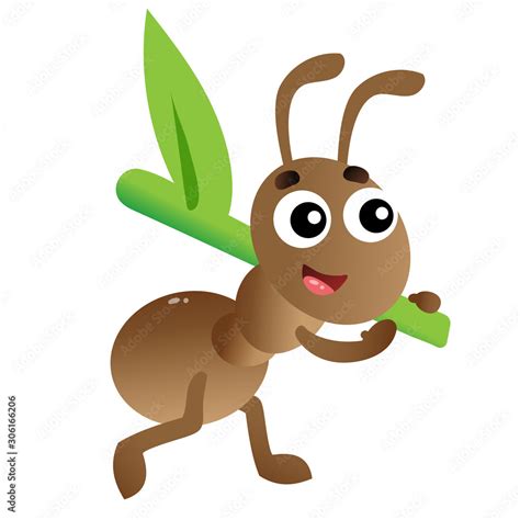 Color Image Of Cartoon Worker Ant On White Background Insects Vector