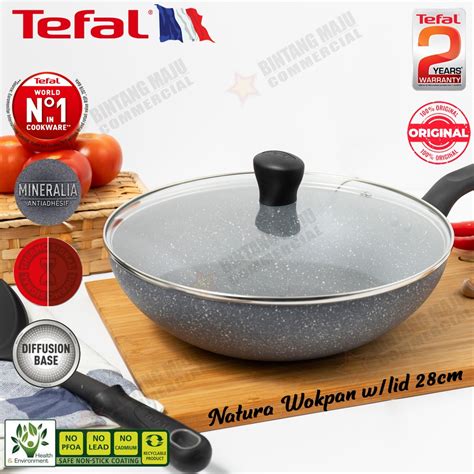 Tefal Cookware Natura Wokpan 28cm W Lid B22692 Shopee Malaysia