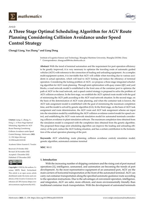 Pdf A Three Stage Optimal Scheduling Algorithm For Agv Route Planning