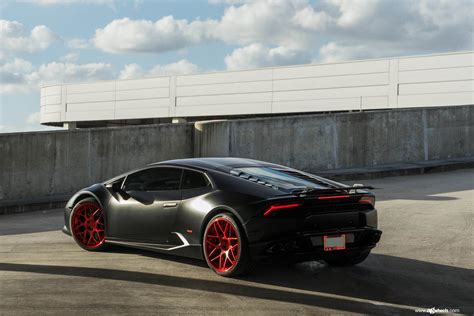 Black Lamborghini Huracan With Red Custom Rims by Avant Garde — CARiD ...