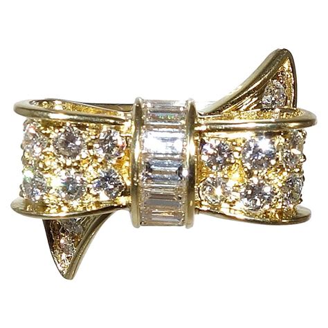 Tiffany and Co. Diamond Gold Bow Ring at 1stdibs