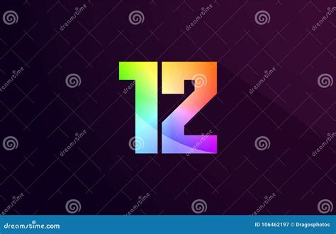 12 Number Rainbow Colored Logo Icon Design Stock Illustration