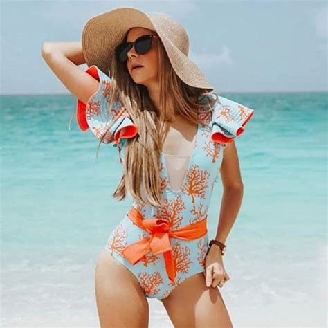 Women 2021 Flounce Off Shoulder Swimsuit Ruffle One Piece Swimsuit