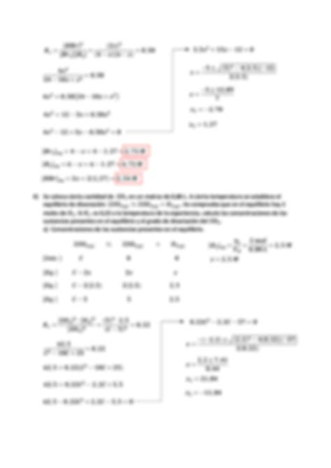 SOLUTION Ejercicios resueltos sobre constante de equilibrio Química