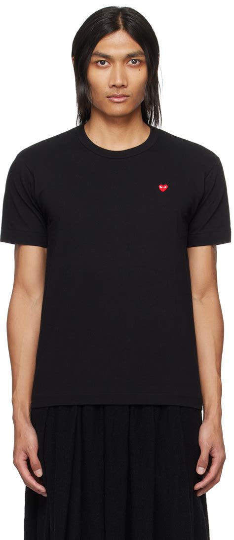 COMME des GARÇONS PLAY Black Small Heart Patch T Shirt SSENSE