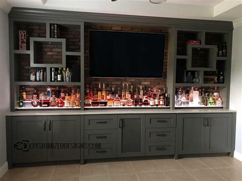 Modern Home Bar W Low Profile Liquor Shelving Home Bar Ideas