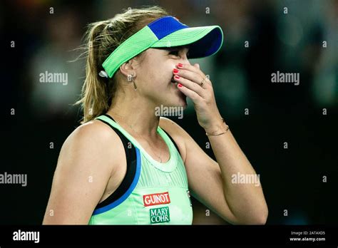 Melbourne Australia 2nd Feb 2020 Sofia Kenin Cheers After Her First