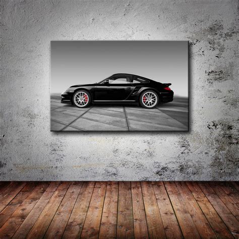 Leinwand Bild Porsche 911 S Rot Schwarz Bilder Klassiker Auto Abstrakt