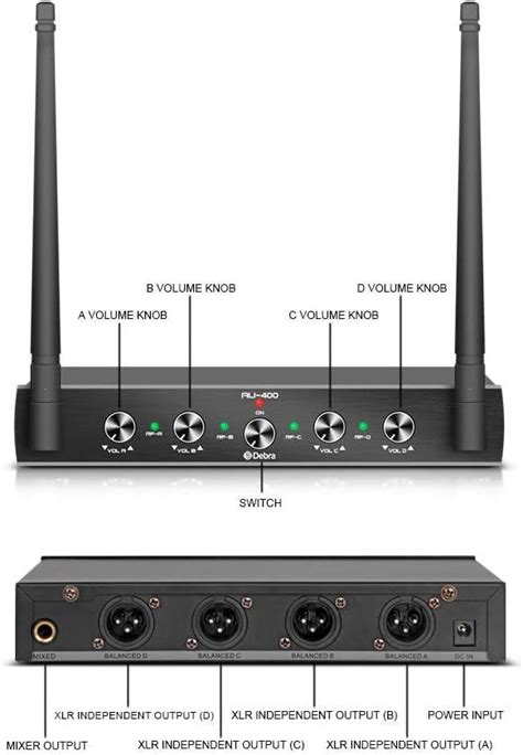 Debra Audio Pro Uhf 4 Channel Wireless Microphone System With Cordless