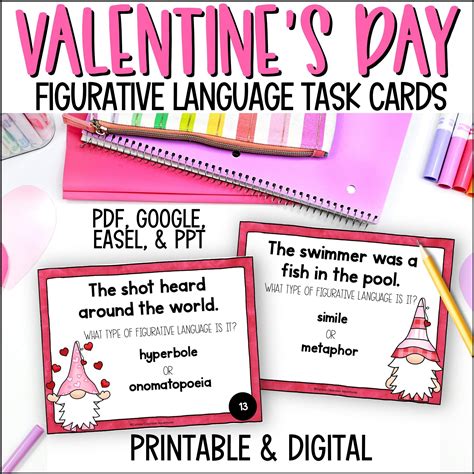 Valentine S Day Figurative Language Task Cards Curious Classroom