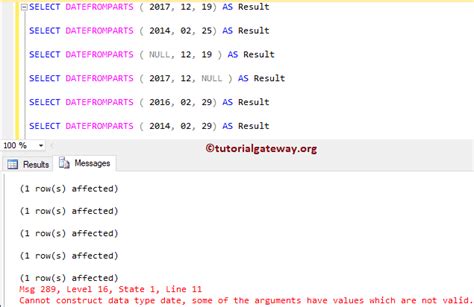 Sql Datefromparts Function