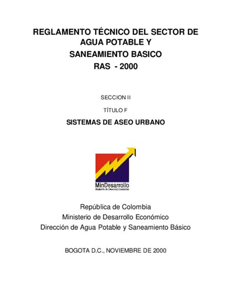 Pdf Reglamento Técnico Del Sector De Agua Potable Y Saneamiento