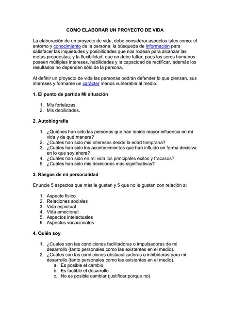 Como Elaborar Un Proyecto De Vida[1] Pdf