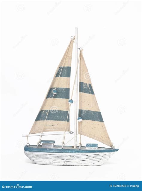 Wooden Toy Sailing Boat On White Background Stock Photography ...