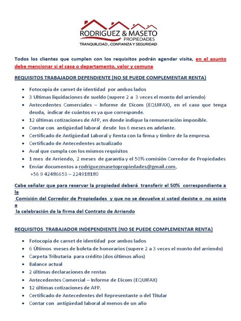 Requisitos Para Arrendar Pdf Economias Labor