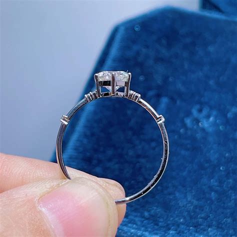 Dainty Moissanite Ring Sterling Silver Band Ring Diamond Etsy