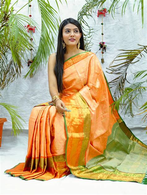 Orange Kanjivaram Soft Silk Sarees In India Dvz0002089 Dvanza