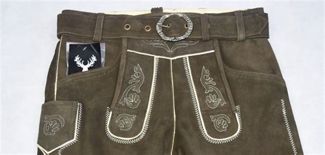 Trachten Lederhose kurz mit Gürtel Ziegen Leder braun Gr 42 62 Herren