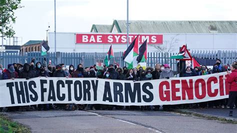 Bae Systems Protest Hundreds Descend On Weapons Factory Calling To