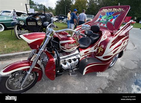 Show Boss Hoss V8 Powered Motorcycle 502 Engine Customized Stock Photo