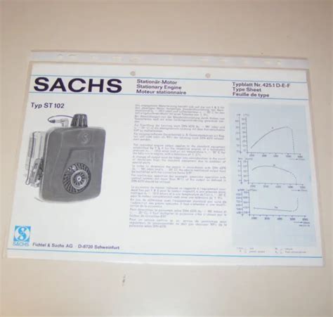 TYPENBLATT DONNÉES Techniques Sachs Stationnaire Moteur St 102