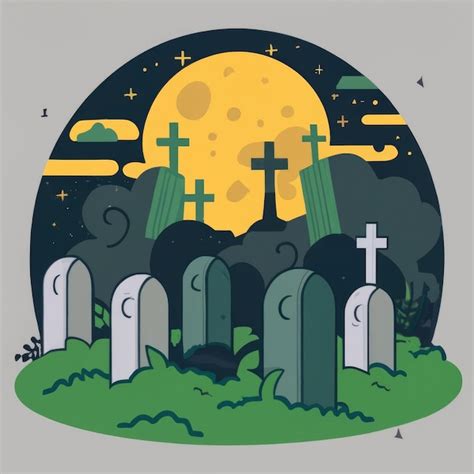 Premium Ai Image A Haunted Graveyard At Night With The Moon Shining