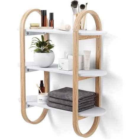 Umbra Bellwood Etagere Murale A Niveaux Blanc Naturel Cdiscount