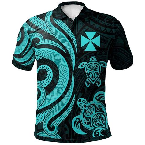 AIO Pride Wallis And Futuna Polo Shirt Turquoise Tentacle Turtle