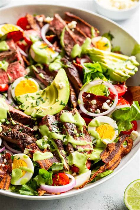 Steak Cobb Salad With Creamy Avocado Dressing Whole30 Keto