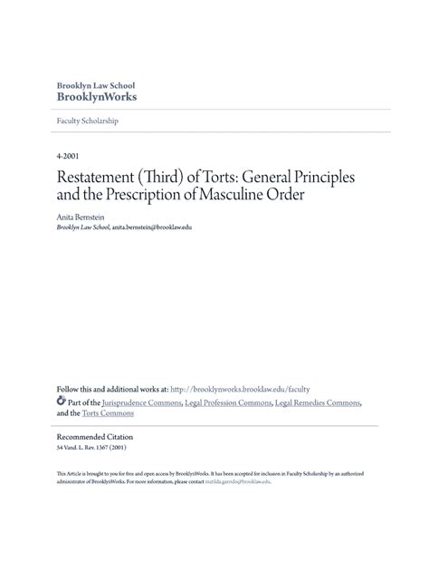 Fillable Online Restatement Third Of Torts General Principles Fax