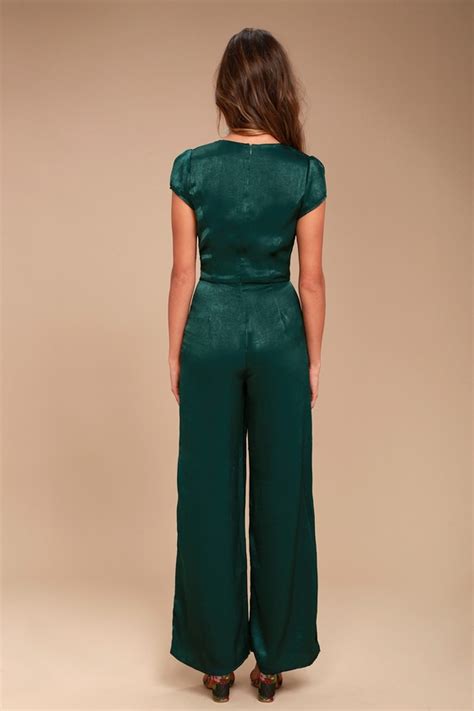 Chic Forest Green Jumpsuit Knotted Jumpsuit Lulus