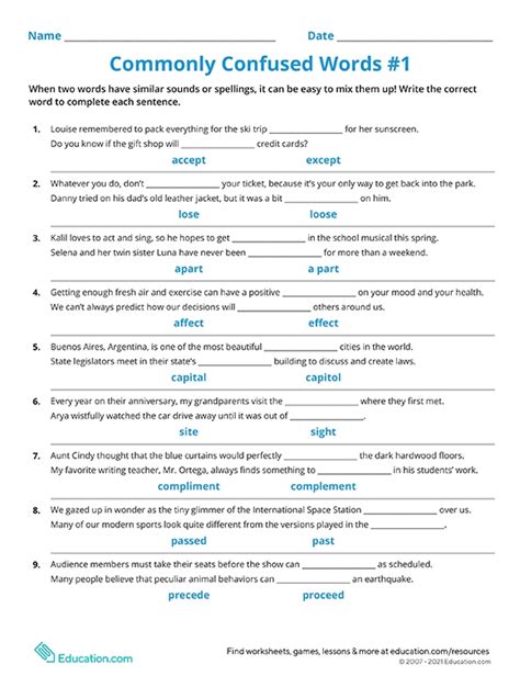 Commonly Confused Words Practice