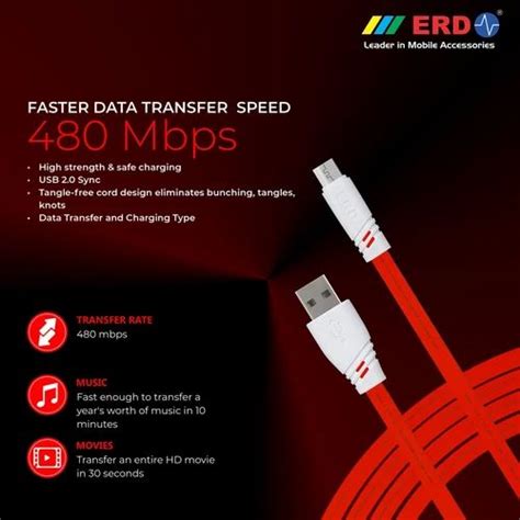 Red And White Erd Uc R Fast Charging Micro Usb Cable Cable Size