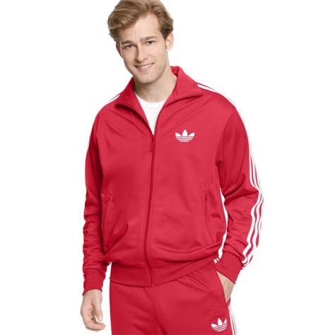 Adidas Adi Firebird Track Jacket In White For Men Light Scarlet White