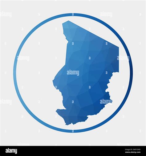 Chad Icon Polygonal Map Of The Country In Gradient Ring Round Low