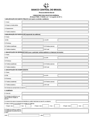 Fillable Online Formulrio Para Solicitao De Audincia A Procuradoria