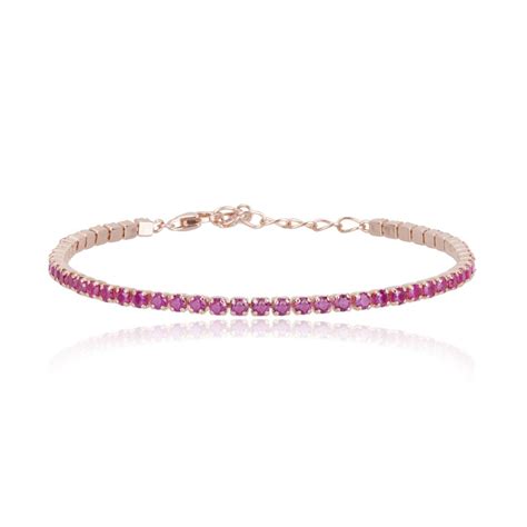 Mabina Bracciale Tennis In Argento 925 Rosato E Rubino Sintetico