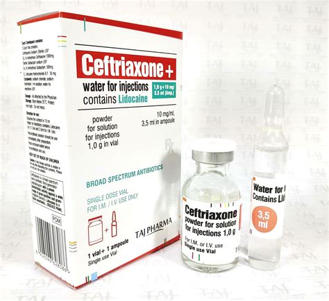 Ceftriaxone Sodium Lidocaine Powder For Injection Taj Generics